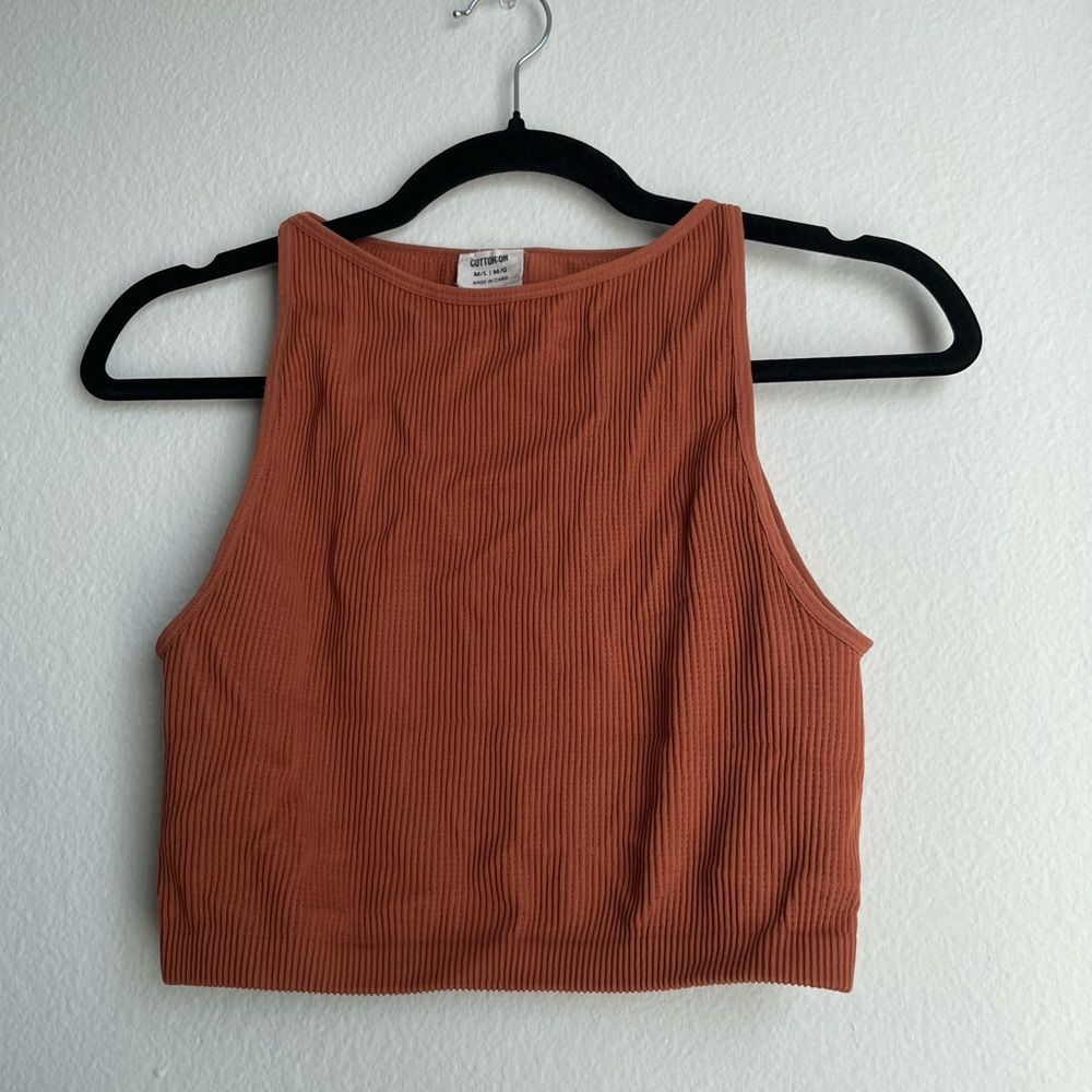 Cotton On Ribbed Rust Crop Top